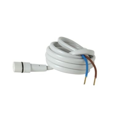 Sammenrullet Danfoss kabel til ABN A5 termoaktuator, 1 meter PVC med hvid kappe og tilslutningsstik.