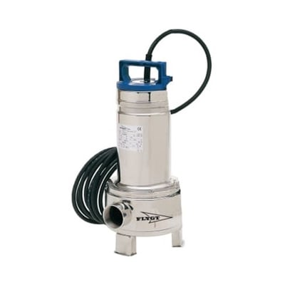 Flygt DXV 50-15 dræn- og regnvandspumpe i rustfrit stål med blå håndtag og 2" muffe.