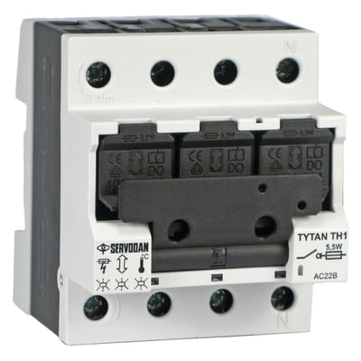 Niko Tytan TH1 D0 gruppeafbryder med 3 poler + N og blinkmelder, vist på en neutral baggrund.