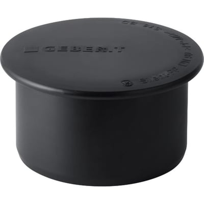 Geberit Silent muffeprop til 90mm rør i sort PP-MD materiale med indgraveret logo og dimension.