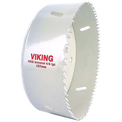 Viking HSS bimetal hulsav med 127mm hul diameter og variabel fortanding på hvid baggrund.
