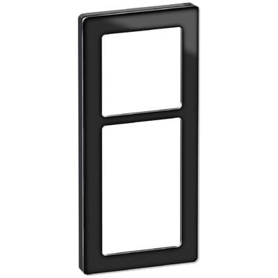 LK FUGA Pure designramme i sort glas med plads til 2½ modul og 1 modul bredde, med en slank metallisk kant.