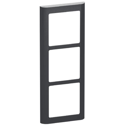 Lauritz Knudsen FUGA Soft 63 designramme i koksgrå, lodret med plads til 3 moduler, med diskret LK logo.