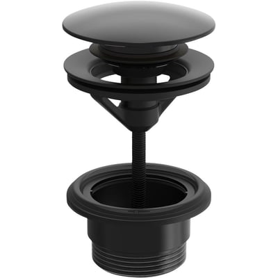 Oras komplet push-up bundventil i mat sort med 1 1/4" gevind og Ø63 mm, fremstillet i messing.