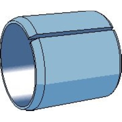 SKF PCM 121415 E glidebøsning med dimensionerne 12x14x15 mm, vist med en åben sektion der viser den glatte inderside.