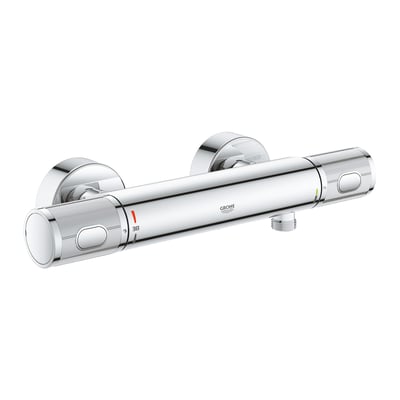 GROHE Grohtherm 1000 Performance termostatisk dusjarmatur i blank krom med to riflede grep.