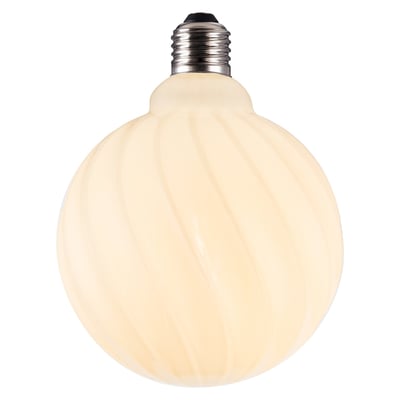 Halo Design COLORS Twist Opal LED lyskilde, Ø125mm med snoet opalglas og E27 sokkel, 7W.