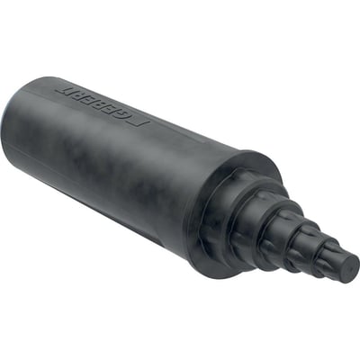 Geberit FlowFit kalibreringsværktøj til 16-40 mm systemrør, fremstillet af sort plast.