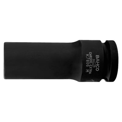 Bahco lang krafttop i sort, set fra en anden vinkel, med 1/2" firkant og 24 mm størrelse, fremhæver den slidstærke overflade.