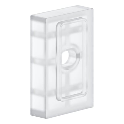 Grohe Vitalio Universal afstandsstykke på 8 mm, fremstillet af frostet hvid plast, med præcist udformet hul til bruserstangen.