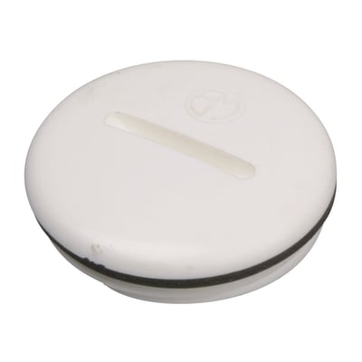 Blücher renseprop til boligafløb i rustfrit stål med en 1 1/4" dimension og sort gummipakning.