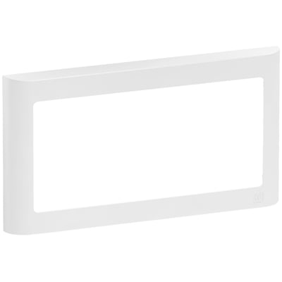 LK FUGA Soft 63 designramme i hvid med antibakteriel overflade, 1x2 modul og bløde, afrundede hjørner, vist på hvid baggrund.