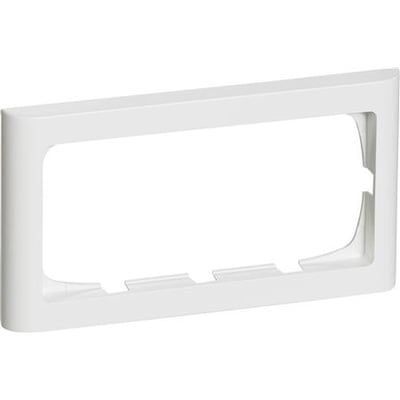 LK FUGA Softline 63 ramme i hvid, 1x2 modul vandret, 63 mm høj og 114 mm bred med afrundede kanter.