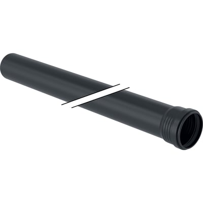 Geberit Silent Pro afløbsrør i sort PP MX materiale, 75 x 150 mm, med muffe og god lyddæmpning.