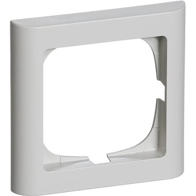 LK FUGA Softline 63 ramme i lysegrå, 1 modul, med afrundede sider, vist på hvid baggrund.