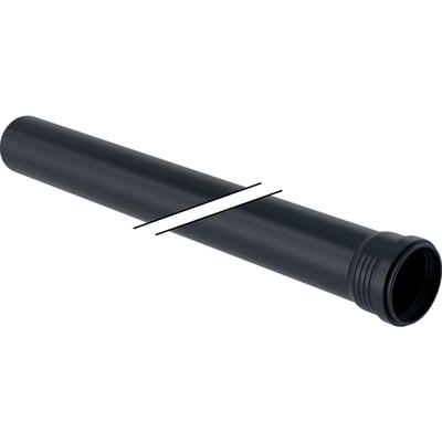 Geberit Silent-Pro lyddæmpet afløbsrør, 50x1500 mm, sort PP MX materiale med muffe, designet til afløb i bygninger.