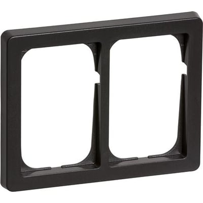 LK FUGA Baseline 63 vandret dobbelt ramme i koksgrå, designet til 2x1½ modul indsatser på hvid baggrund.