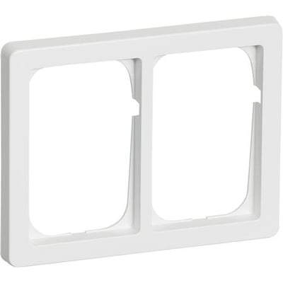 LK FUGA Baseline 63 vandret dobbelt ramme i hvid, viser to 1½ modul åbninger på en ren hvid baggrund.