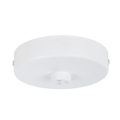 Halo Designs Mini Roset i hvid metal med 3 udgange, 12 cm diameter og 2.5 cm højde, designet af Michael Waltersdorff.