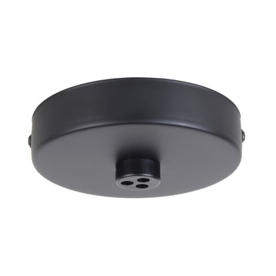 Halo Design Mini Roset til 3 lamper i sort metal med 3 udgange til pendler, 12 cm i diameter.