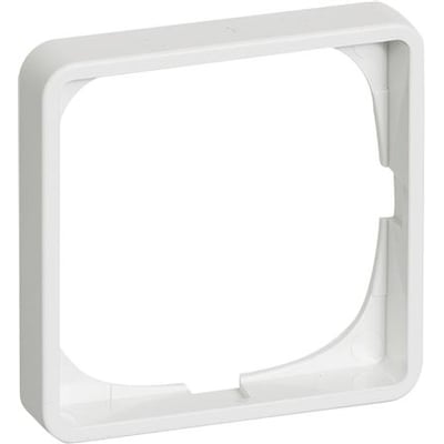 LK FUGA Baseline 50 ramme i hvid plast, 1 modul bred og høj, med afrundede kanter og en ren, minimalistisk profil.