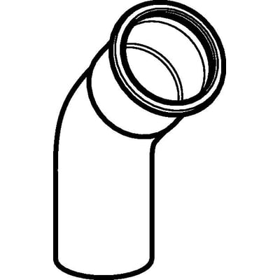 Stiliseret illustration af Geberit Mapress 45 graders kobberbøjning med 22 mm muffe og nippel til VVS-installationer.