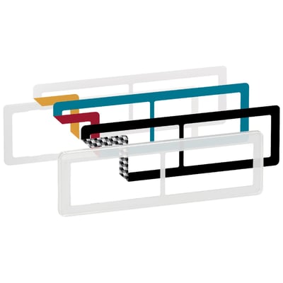 Lauritz Knudsen LK FUGA Choice designramme i transparent med 2x2 modul og 6 forskellige farvevalg til indsættelse.