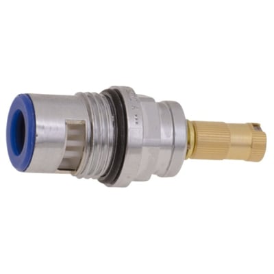 Mora keramisk topstykke i metal med blå ring foran og messingdel bagpå, passer til Rexx og Safe armaturer.