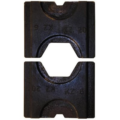 Elpress TB11-14,5 pressebakker til 50 mm² kobberforbindelser, viser sekskantformet presning og prægninger.