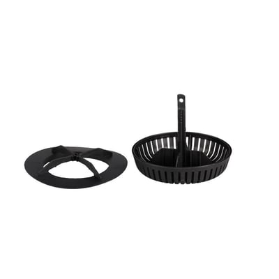 DAFA undertagsventil i plast vist samlet og adskilt, med en diameter på 145 mm.