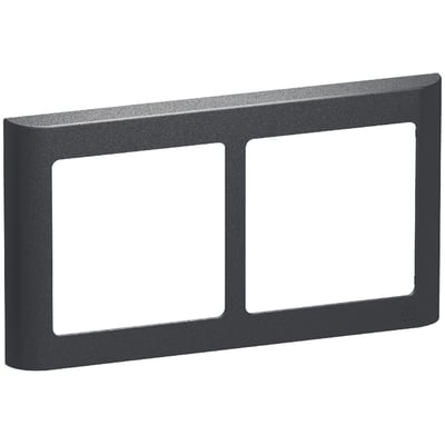 LK FUGA Soft 63 vandret designramme i koksgrå med to moduler og et diskret LK logo på højre side.