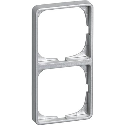 LK FUGA Baseline 50 ramme i stålmetallic, 2 modul bred, 1 modul høj, med plads til to 1-moduls indsatser.