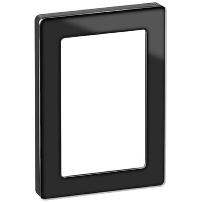 LK FUGA Pure designramme i mat sort med 1½ modul størrelse og blank sølv kant.