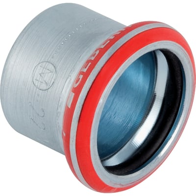Geberit Mapress FZ el-forzinket kappe på 18 mm, med tydelig rød CIIR tætningsring og presseindikatorer.