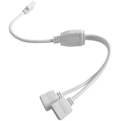 Hvit RGB+WW-kabelsplitter med én inngang og to utganger til LED-belysning, 60 cm, for 12/24 V.