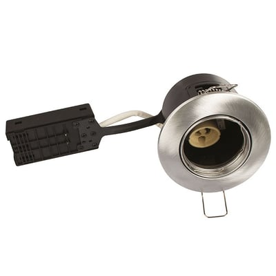 Scan Products Alda indbygningsspot i børstet aluminium med GU10 fatning og ledningsaflastning.