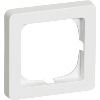 LK FUGA Baseline 63 ramme i hvid plast, 1 modul bred og 1 modul høj, vist forfra med en let afrundet kant.