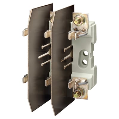 Siemens NH-sikringsholder, 3-polet, str. 00, 160A og 690V monteret på isoleret baggrund for sikker elektrisk installation.