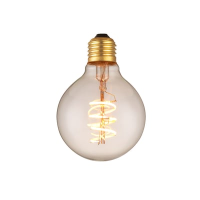 Halo Design COLORS ORIGINAL LED MiniGlobe E27 pære med 2W, klar glas og synlig spiralglødetråd.