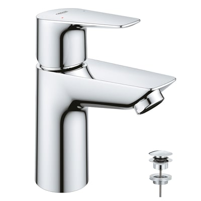 GROHE Start Edge ettgreps servantbatteri i krom med flatt grep og separat push-up-bunnventil.