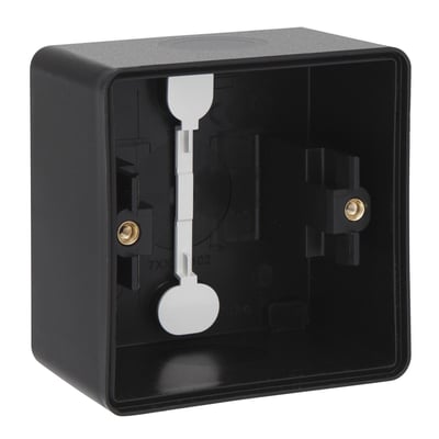 Niko Hydro underlag til 1-modul enheder, sort, med 2 membranindgange og IP55 kapslingsklasse.