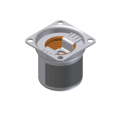 Danfoss FJV serviceelement med et temperaturområde på 20-60 grader, vist med et gennemsigtigt kabinet for at vise den interne mekanisme.