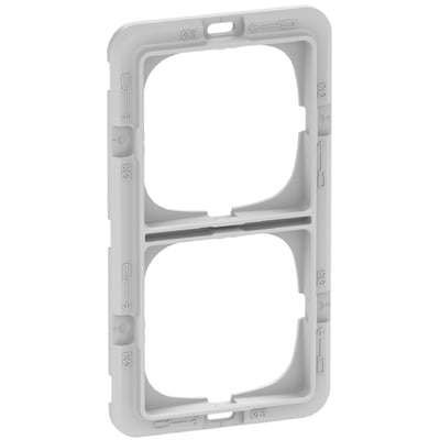 LK FUGA teknisk monteringsramme til 2 modul i grå, med standard overflade og markeret monteringsplads.