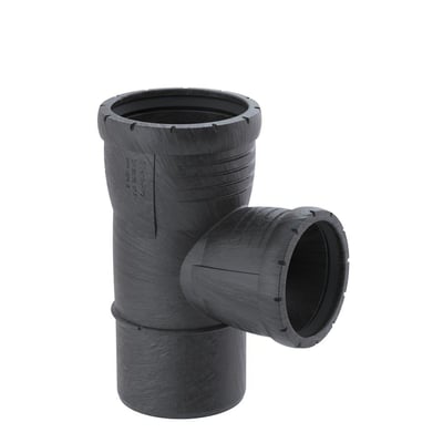 Geberit Silent-Pro grenrør 87° i sort PP MX materiale med dimensioner på 50x50 mm til afløb i bygninger.