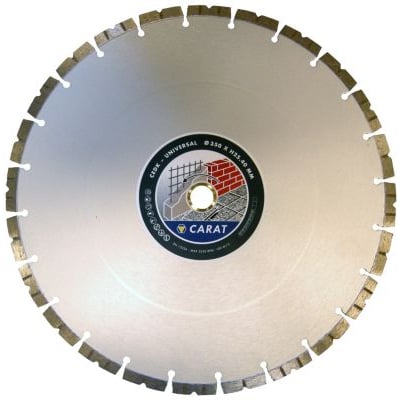 Carat Uni. CEDK diamantklinge på 350 mm med 25,4/20 mm boring og turbosegmenter til hårde og bløde materialer.