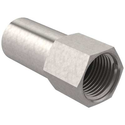 Geberit Mapress rustfrit indstiksovergangsstykke med 1/2" muffe og glat indstik i rustfrit stål.