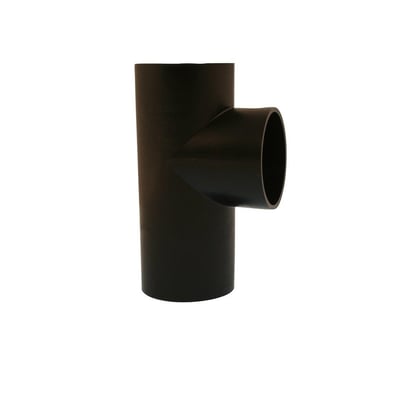 Et sort Geberit PEH grenrør med 75 mm diameter set fra siden, fremhæver den glatte overflade og solide konstruktion.