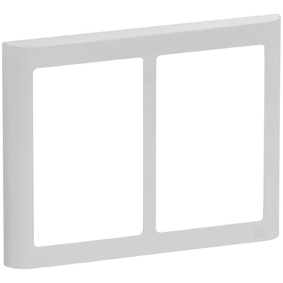 LK FUGA Soft 63 vandret dobbelt designramme i lysegrå, designet til 2x1½ modul med afrundede hjørner.