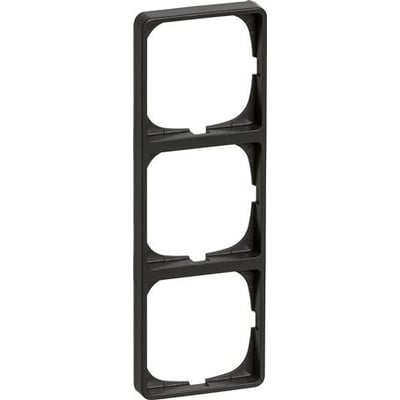 Lauritz Knudsen FUGA Baseline 50 ramme, koksgrå, 3 modul vertikal, med plads til tre 1-moduls indsatse.