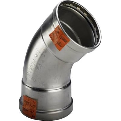 Viega G1 Sanpress Inox XL 45 graders bøjning af rustfrit stål til 88,9 mm rør.